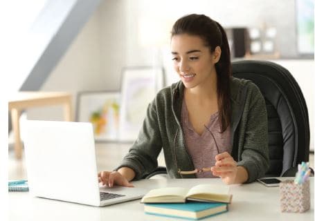Woman working on her laptop