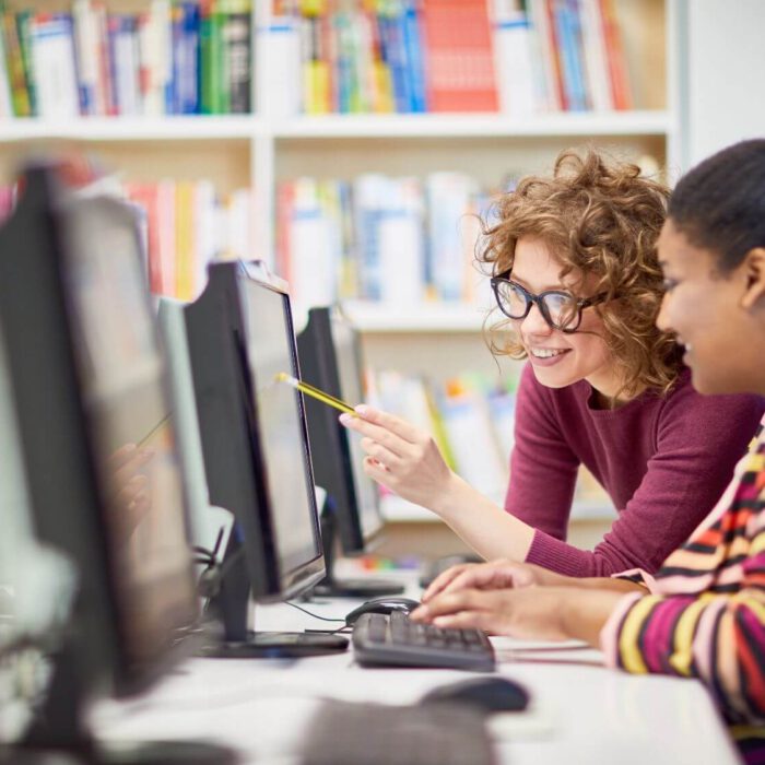 People working on a computer